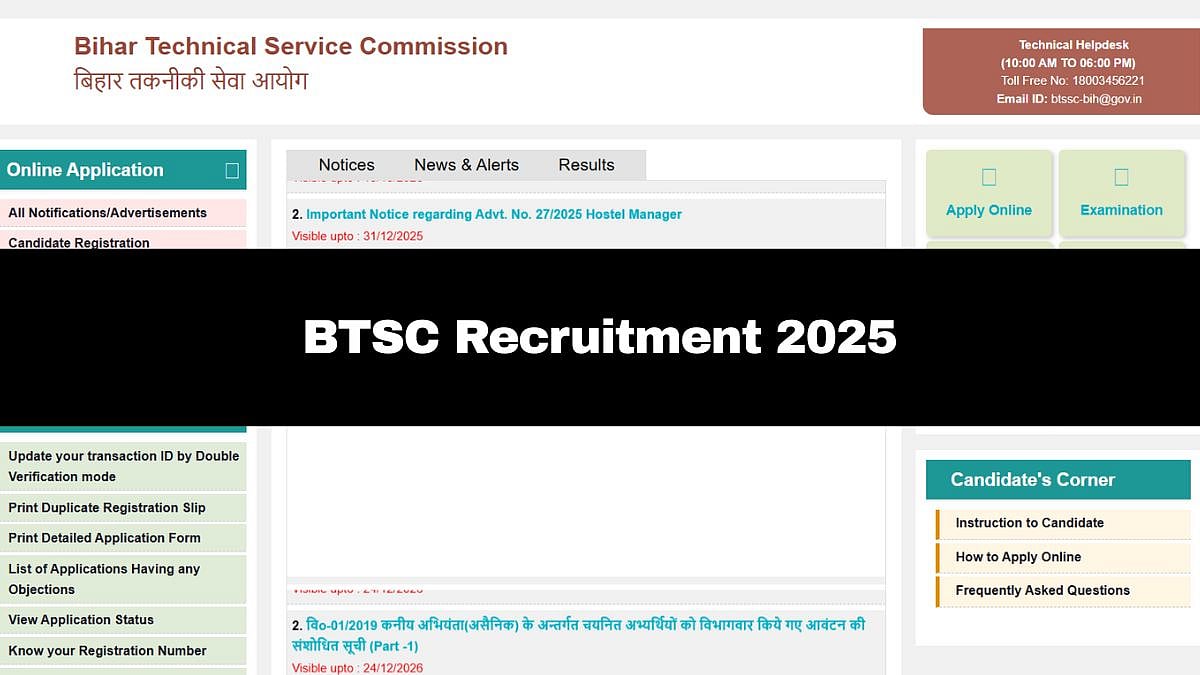 BTSC Recruitment 2025: Application Process For 1,907 Posts Ends Soon; Check Details Here 