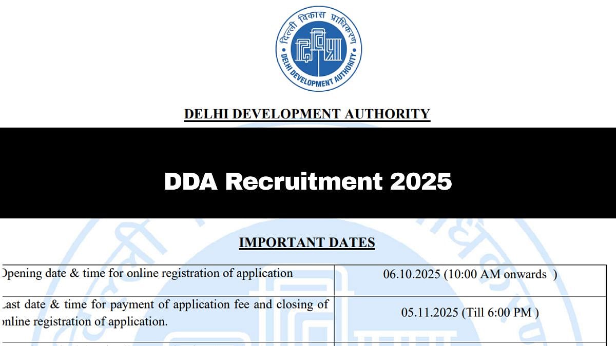 DDA Recruitment 2025: Application Process For 1,732 Vacancies Ends Soon; Check Application Fees &...