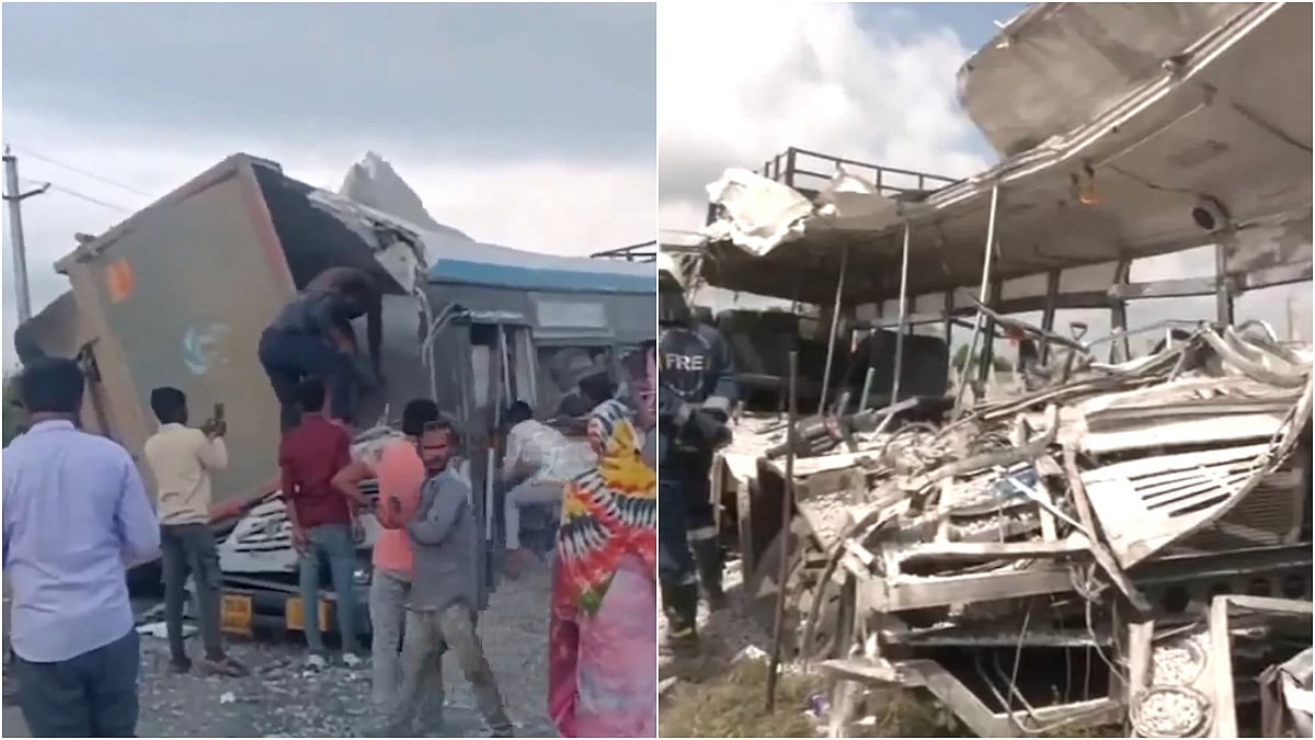 Ranga Reddy Road Accident: 19 Killed, Several Injured After Tipper Lorry Collides Head-On With Bus, PM Modi Announces Ex-Gratia Of ₹2 Lakh (Screengrab) | X