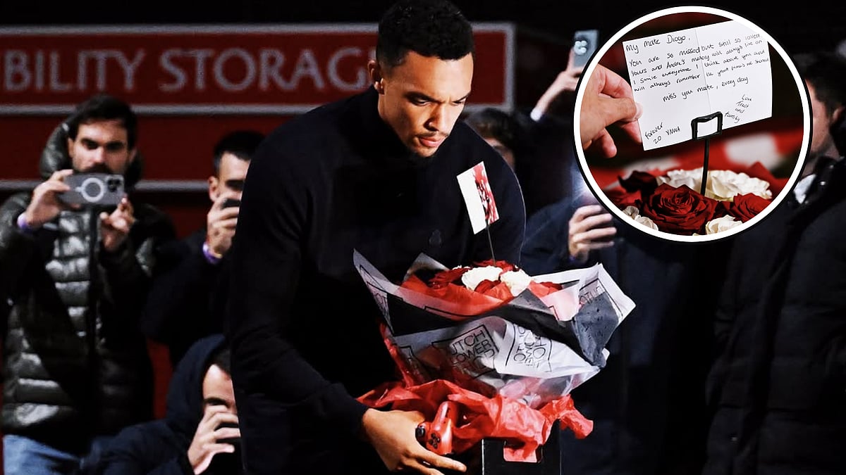 Watch: Trent Alexander-Arnold Leaves Emotional Note On Diogo Jota's Memorial,  Xabi Alonso & Dean Huijsen Lay Flowers In Remembrance 