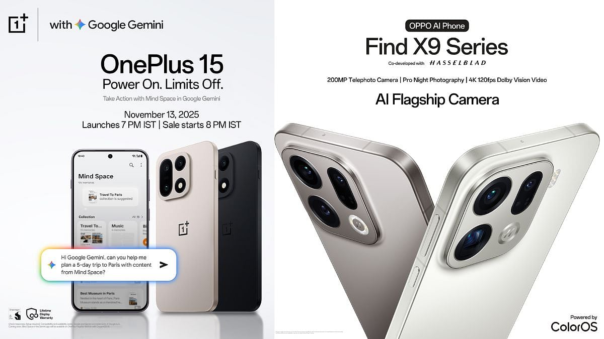 Upcoming Smartphones In November 2025: OnePlus 15, Oppo Find X9 Series, Realme GT 8 Pro, Lava Agni 4, & More Launching This Month 