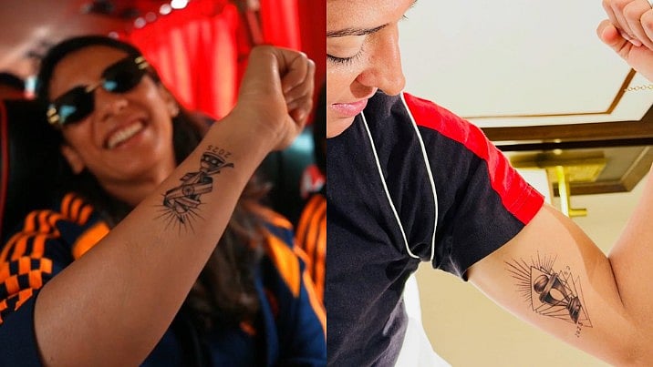 Harmanpreet kaur and Smriti mandhana got matching tattoos following India's World Cup win | Image Credits: X / BCCI, Instagram / harmanpreet kaur