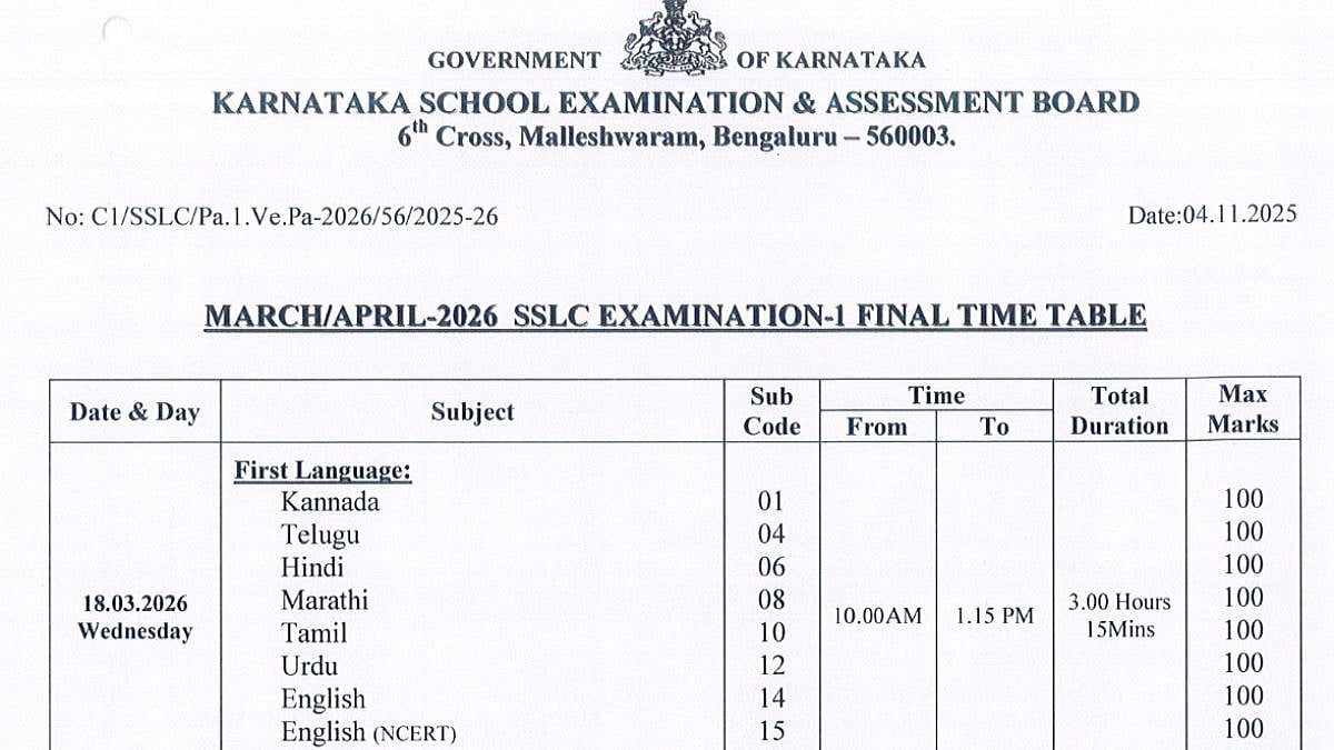 Karnataka SSLC, 2nd PUC Time Table 2026 Out: Class 10, 12 Exams To Begin In February; Check Full Schedule 