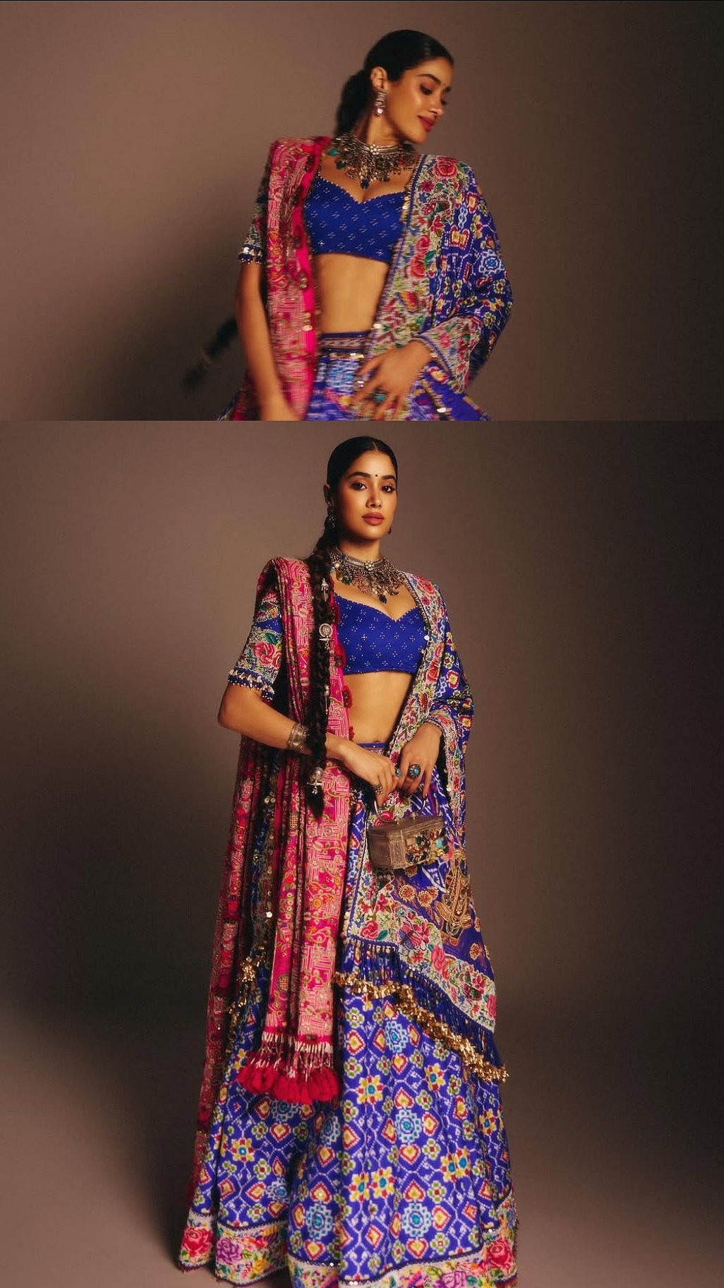 Janhvi Kapoor Turns Royal Bridesmaid In Cobalt Patola Lehenga & ₹2.86 Lakh Oxidised Bag