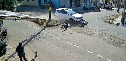 MP News: Man Severely Injured After Speeding Car Rams Into His Bike In Khandwa--VIDEO