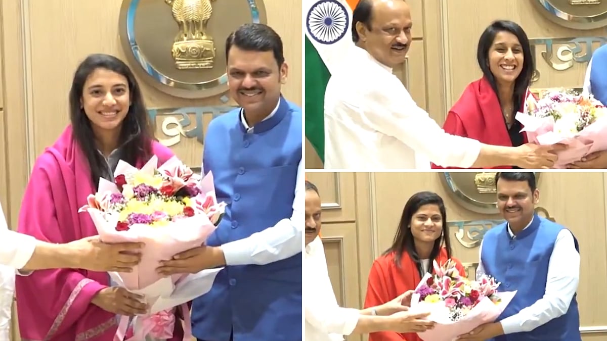 Mumbai News: Smriti Mandhana, Jemimah Rodrigues & Radha Yadav Felicitated By Maha CM Devendra Fadnavis & Deputy Ajit Pawar, Receive ₹2.25 Crore Each 