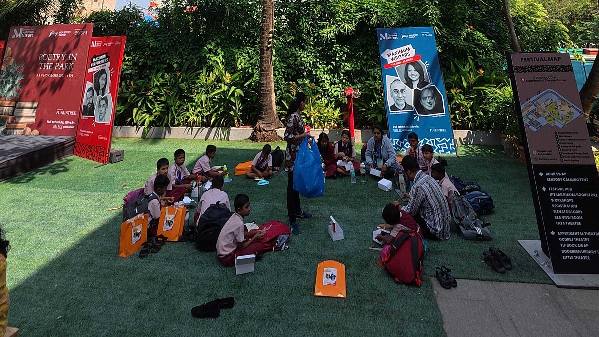 School children attend a session at The Little Festival 2025