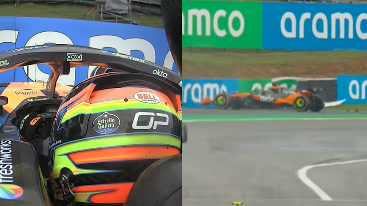 Chaotic Scenes! McLaren Driver Oscar Piastri Crashes Into Barriers At Turn 3 During Sprint Race At F1 Brazilian Grand Prix; Video 