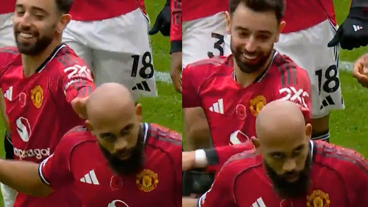 Premier League 2025: Bruno Fernandes Playfully Slaps Bryan Mbeumo's Head During Manchester United vs Tottenham Match; Video 