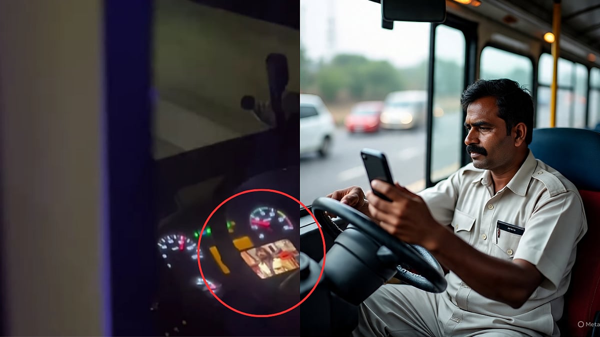 Caught On Cam: Bus Driver Watches 'Bigg Boss' While Speeding At 80 Km/Hr; Raises Traveller's Safety Concerns 
