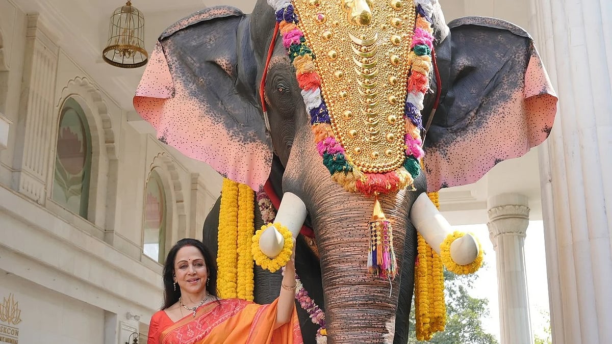 Navi Mumbai: Hema Malini Gifts 800-kg Mechanical Elephant 'Gajendra' To ISKCON Kharghar In Collaboration With PETA India 
