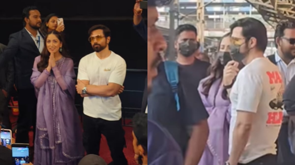 Yami Gautam & Emraan Hashmi Hide Faces With Masks At Nallasopara Station, Interact With Fans At Mira Road Theatre Amid Haq Promotions - VIDEOS 