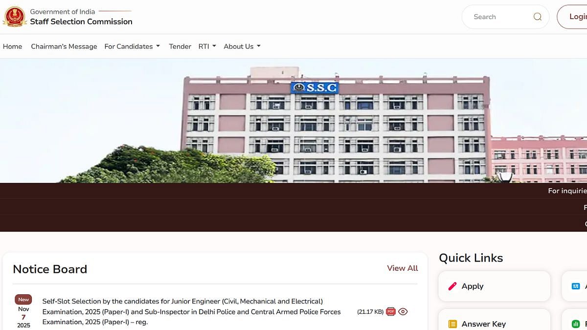 SSC Opens Self-Slot Selection Facility For JE And SI Exams 2025 Today; Here's How To Choose A Slot 