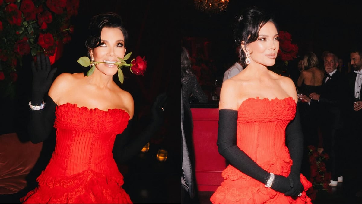 Kris Jenner Wows In Hot-Red Vintage Dress With Pistol For Her 70th James Bond-Themed Birthday Party 