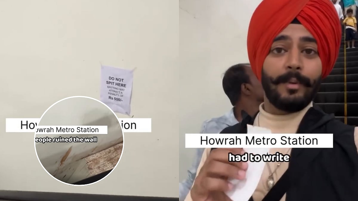Vlogger Shows Gutka-Stained Walls Exactly Below Penalty Warning Sign Inside Howrah Metro Station; Netizens React, 'Permanent Ban Is Needed' 