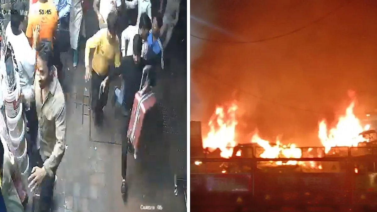 Delhi Car Blast: CCTV Footage Shows Panic & Chaos After Explosion Near Red Fort, Crowd Seen Running Away; 9 Killed 