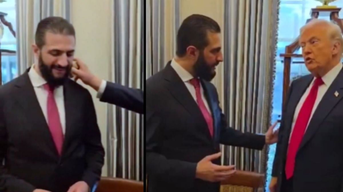 'How Many Wives You Have?': US President Donald Trump Asks Syrian President Ahmed Al-Sharaa After Spraying Perfume On Him - VIDEO 