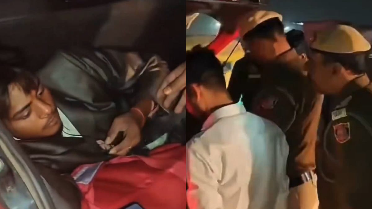 Delhi Police Catch Man Sleeping Inside Car's Trunk During Security Check Post Red Fort Blast; Watch 