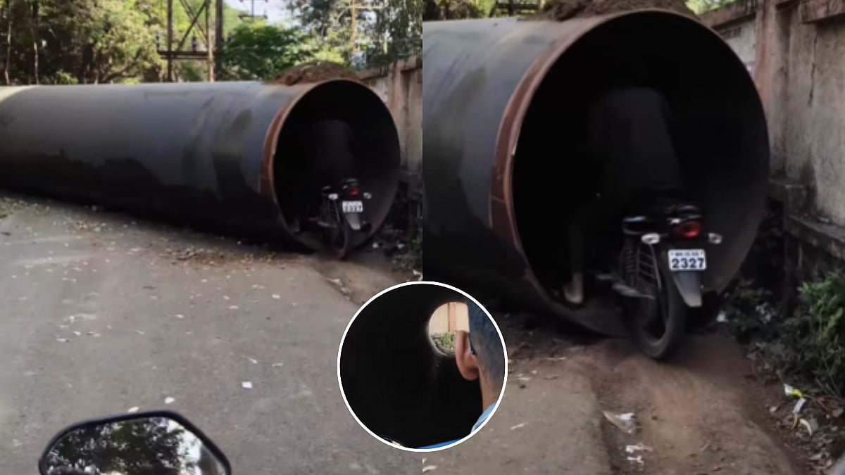 Viral Video Shows Bikers Crossing Road From Inside Pipe Line In Nashik; Sparks Safety Concerns 