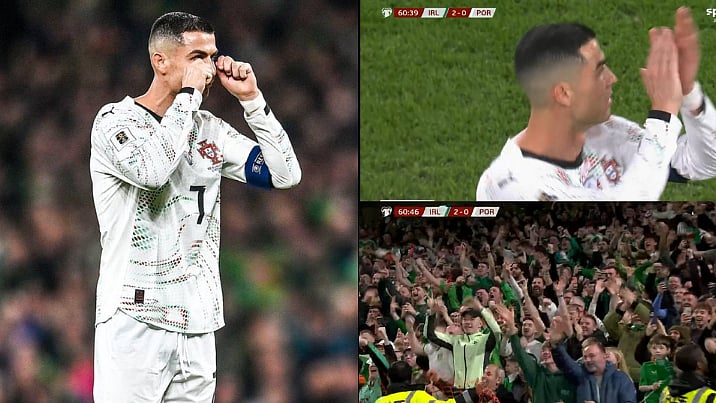 WATCH: 'Cry Baby' Cristiano Ronaldo Mocked By Irish Fans After First Red Card For Portugal, Could Miss World Cup 2026 Opener 