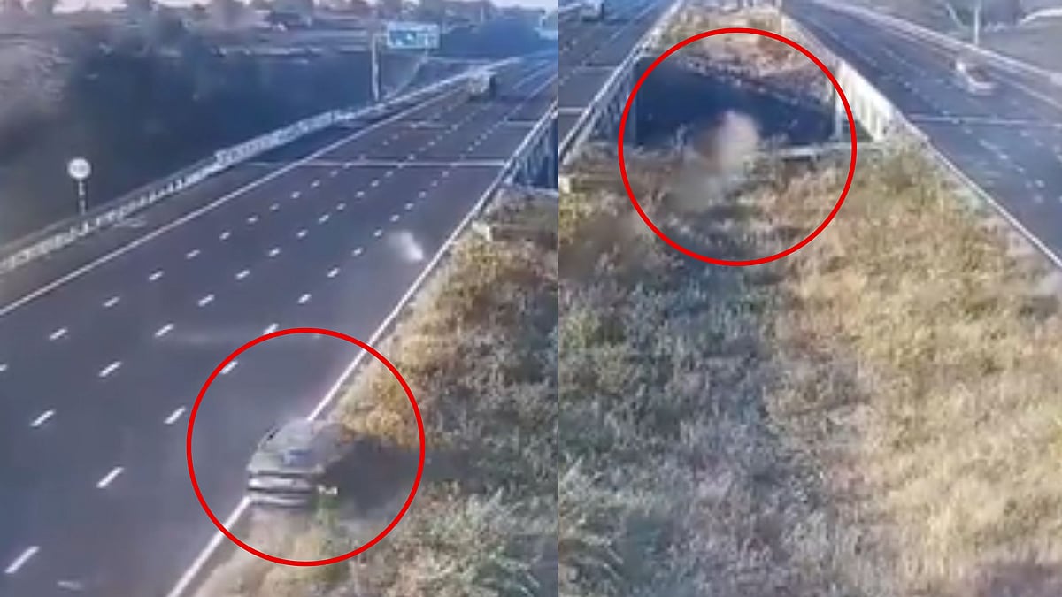 Speeding Car Plunges Into Ditch On Delhi-Mumbai Expressway, Killing All Passengers Aboard | VIDEO 