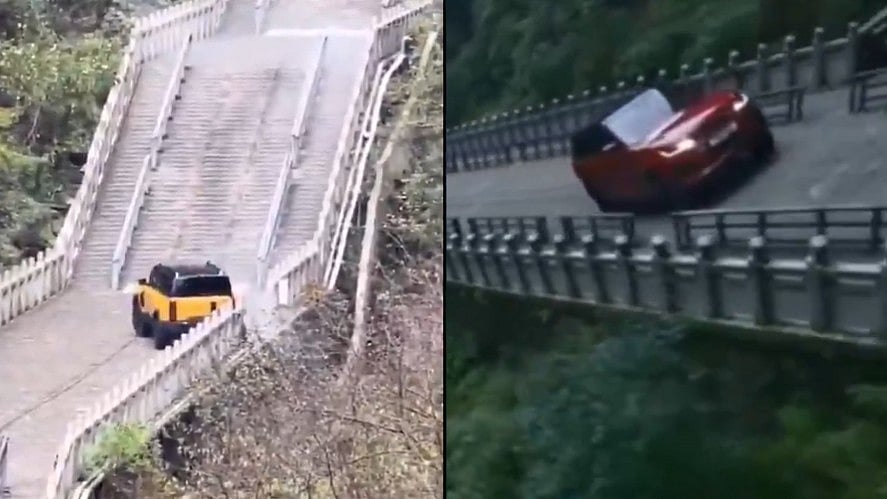 China Carmaker Tries To Attempt Viral Range Rover Stunt 300-Metre-High Staircase; Ends Up In Disaster | WATCH 