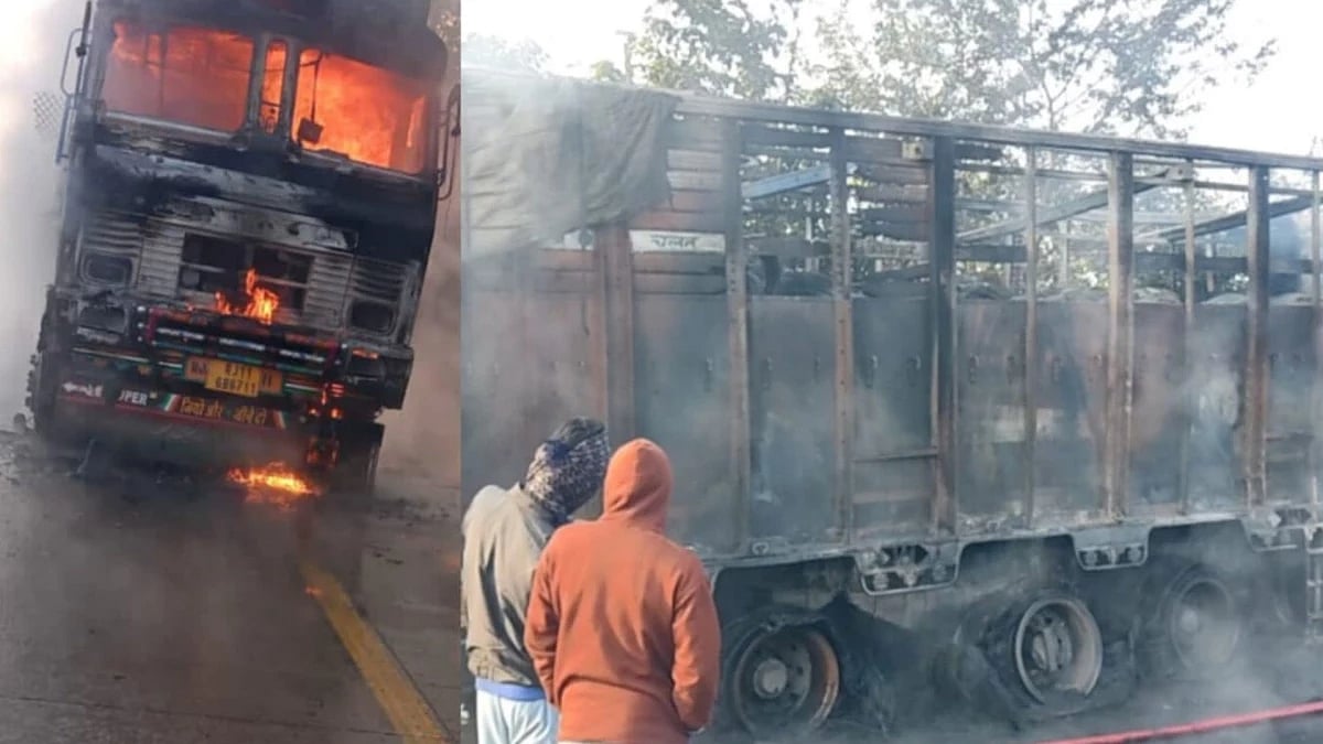 MP News: Truck Loaded With GI Wire Catches Fire On NH-30 In Mandla, Traffic Halted For Over An Hour