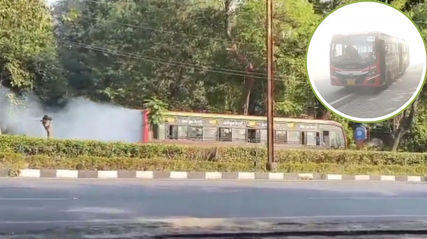 Bhopal News: Sudden Fire Breaks Out In Moving City Bus On Link Road 1; Passengers Scream --VIDEO