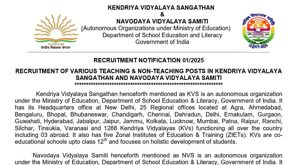Kendriya Vidyalaya Recruitment 2025: Over 9,000 Vacancies Open For Teachers And Staff; Know...