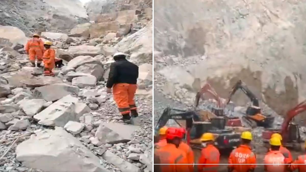 UP: 15 Feared Trapped, One Dead As Stone Mine Collapses In Sonbhadra, Rescue Operations Underway; Video 