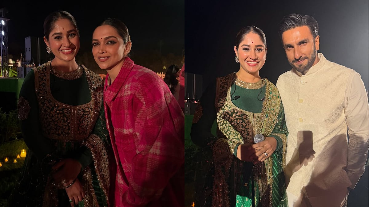 Deepika Padukone Styles Rani-Pink Saree With Chic Coat At Ambani Event With Ranveer Singh