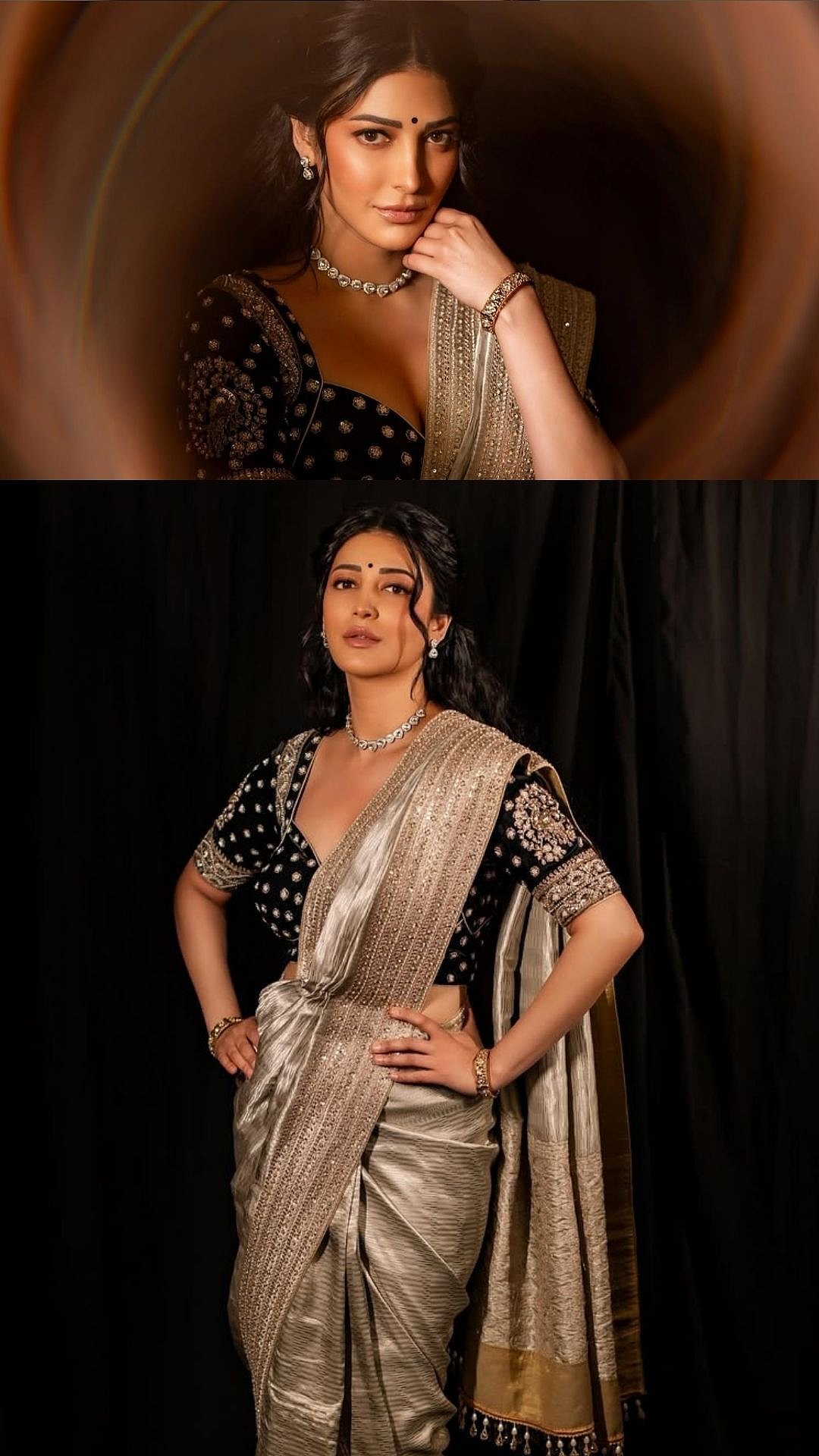 Shruti Haasan's Royal Indian Avatar In Banarasi Silver Saree