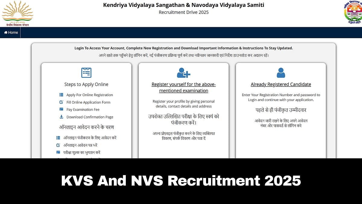 KVS And NVS Recruitment 2025: Registration Process For Over 14,900 Posts Underway; Check Details Here 