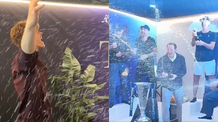 WATCH: Jannik Sinner Celebrates ATP Finals Title With EPIC Champagne Shower In Viral Video