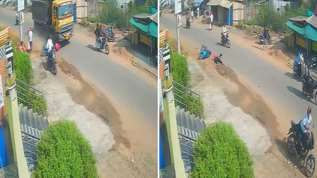 Andhra Pradesh: CCTV Captures Biker Crushed Under Lorry In Guntur While Bystanders Watch, Netizens...
