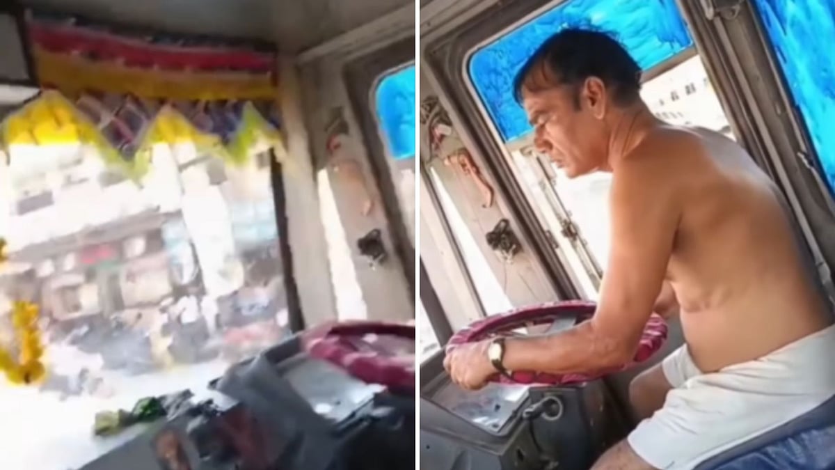 Rajasthan Roadways Driver Suspended After Viral Video Of Him Driving Half-Naked While Eating Goes...