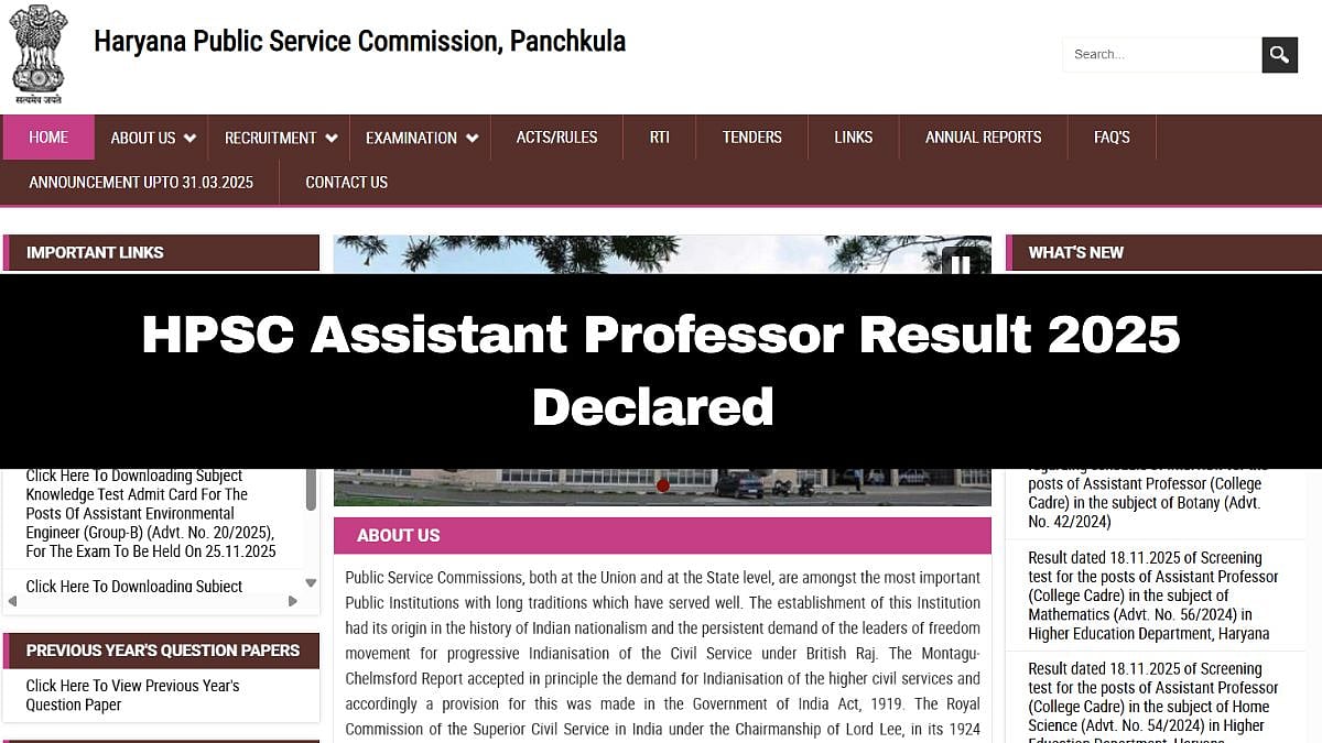 HPSC Assistant Professor Result 2025 Out; Here's How To Download 