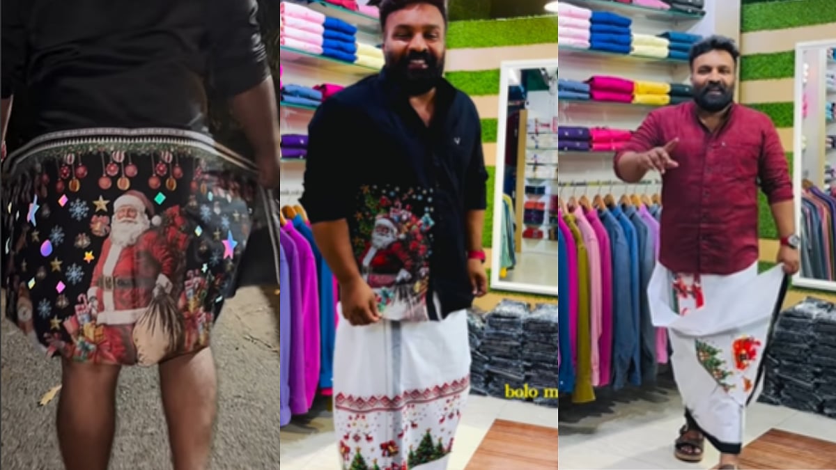 'Santa Anna': Kerala Man Launches Christmas Special Lungi, Flaunts It In Viral Video; Netizens React Hilariously 
