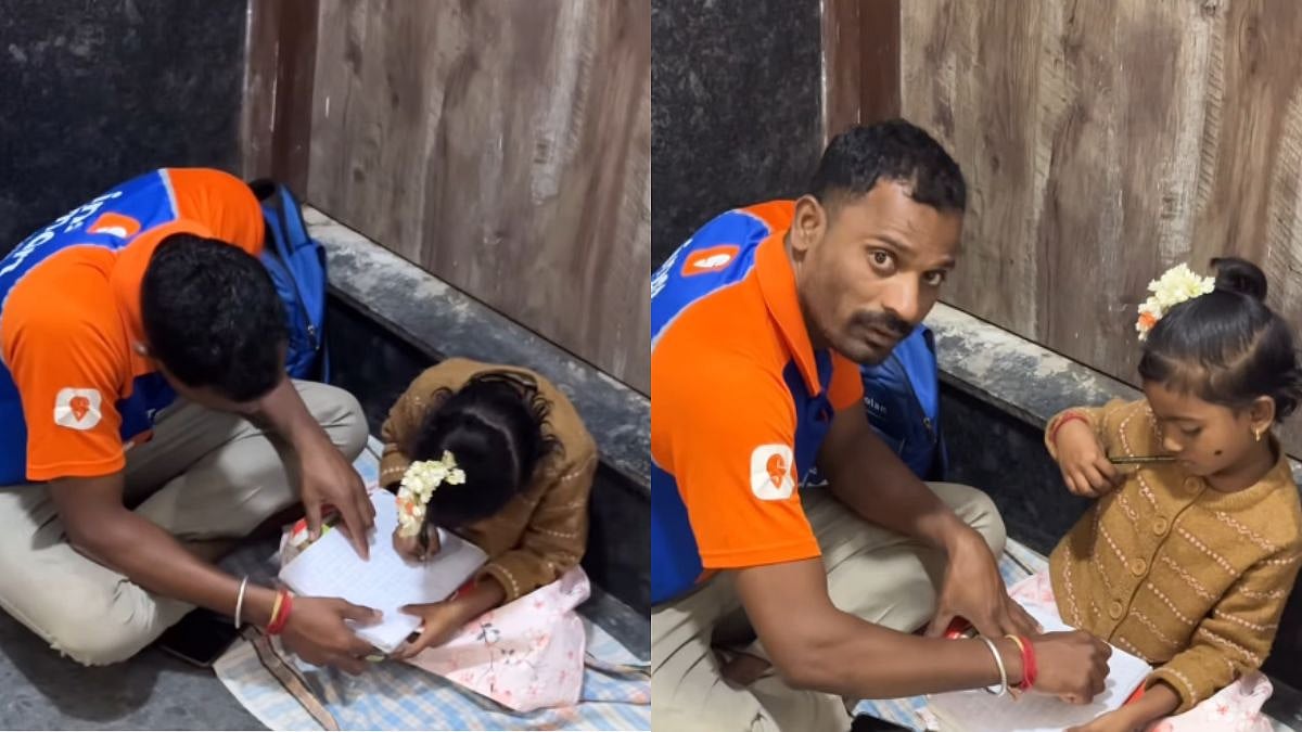 Viral Video: 'Ultimate Swiggy Dad' Balancing Deliveries And Daughter’s Education; Wins Internet 