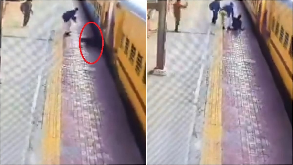 VIDEO: RPF Constable Saves Life Of Passenger After He Falls From Moving Train At Kacheguda Railway...