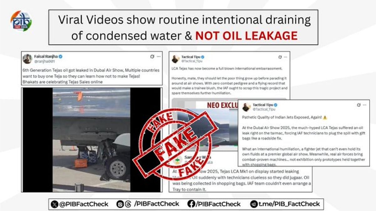 Government Fact-Check Dismisses Claims Of Tejas Oil Leak At Dubai Air Show, Cites Standard ECS Procedure 