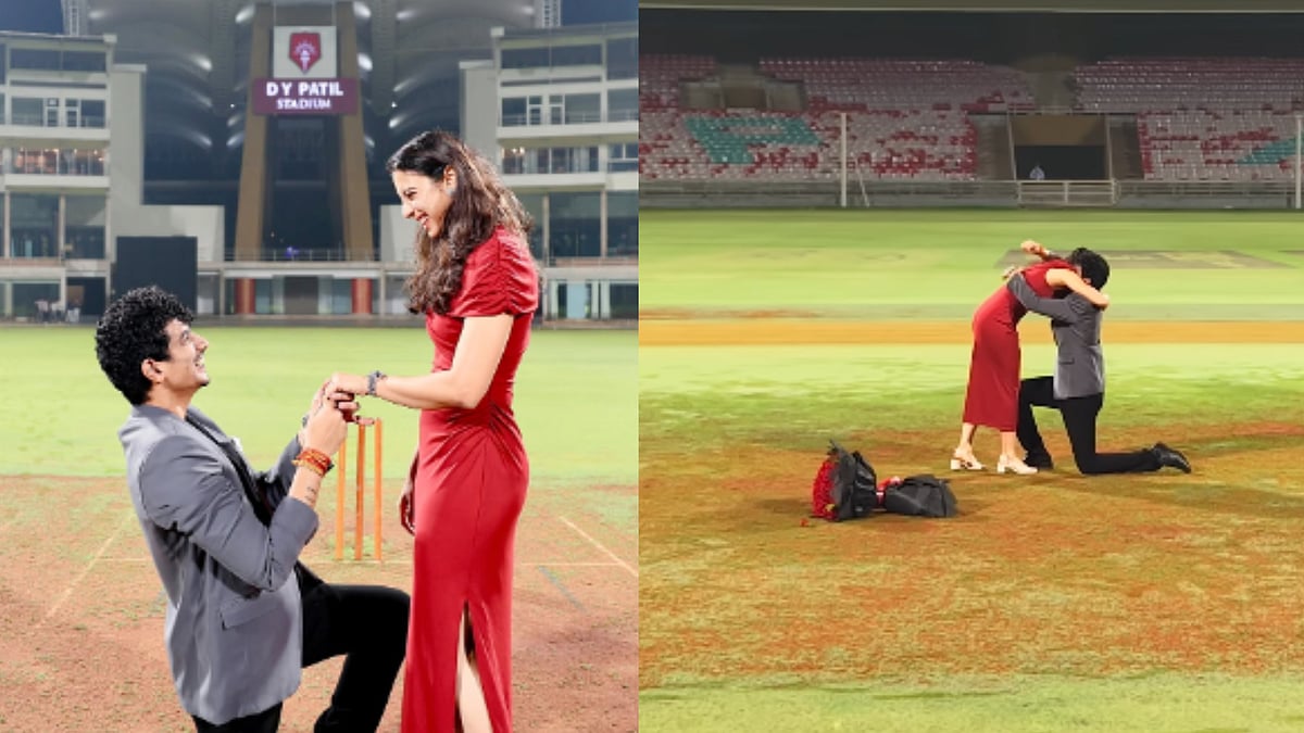 Love On The Pitch! Palash Muchhal Proposes To Smriti Mandhana At DY Patil Stadium In Navi Mumbai;...