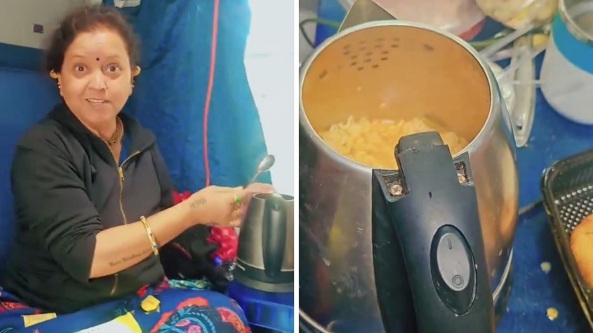 Viral Video Shows Woman Cooking Maggi In Express Train Using Water Kettle; Netizens Say, 'Don’t Know How To Behave In Public Places' 