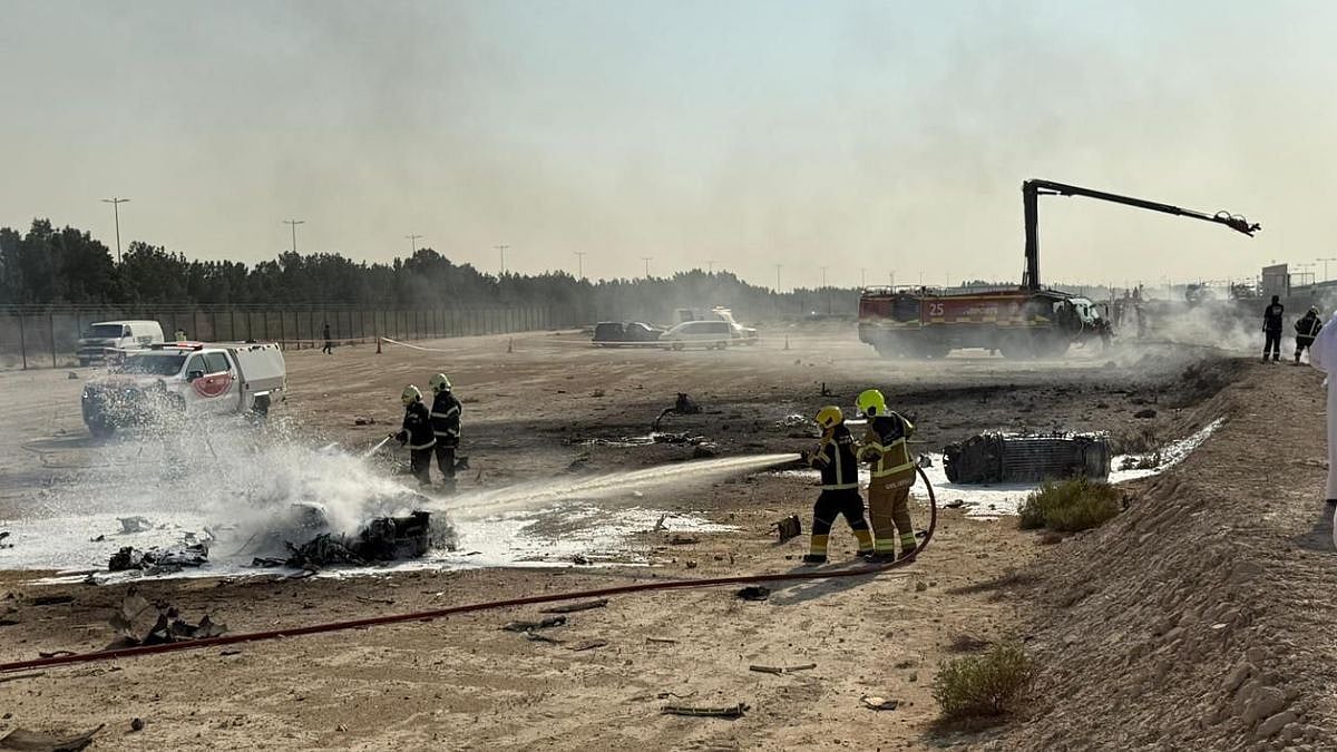 Dubai Media Office Releases 1st Picture Showing Aftermath Of Tejas Crash That Killed IAF Pilot