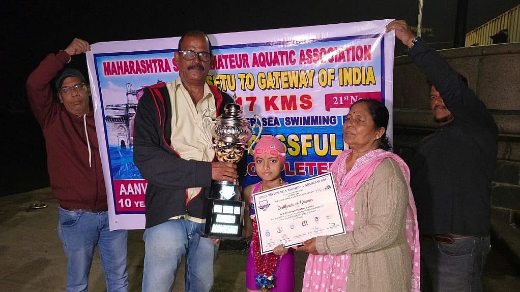 Conquering Sea: 10-Year-Old Aanvi Suvarna Conquers 17 km Sea Swim On Her Birthday