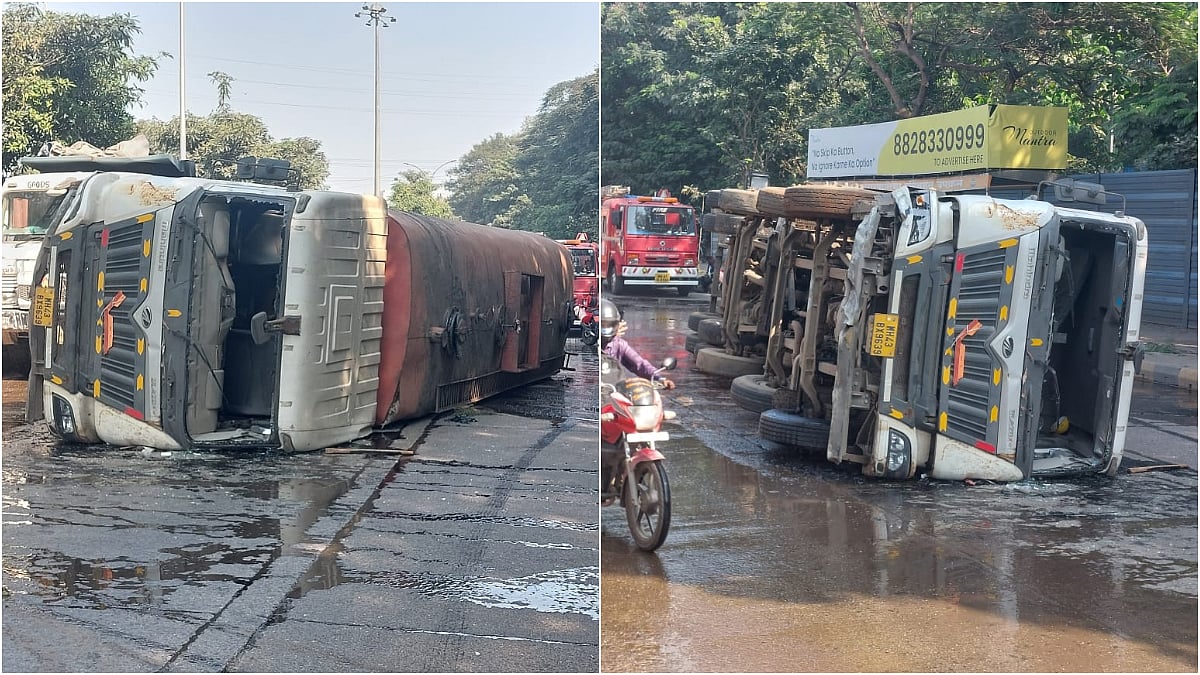 Navi Mumbai News: Overturned Tar Tanker Causes Traffic Snarl On Nerul–Uran Road; Cleared After 12...
