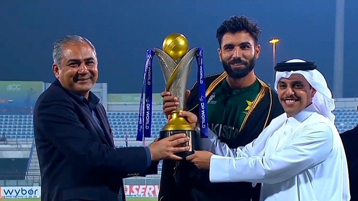 ACC President Mohsin Naqvi Hands Asia Cup Rising Stars 2025 Trophy To Pakistan Shaheens After Super Over Win; Video 