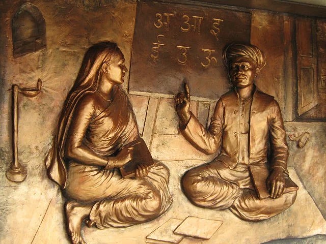 Jyotirao Phule teaching Savitribai Phule 