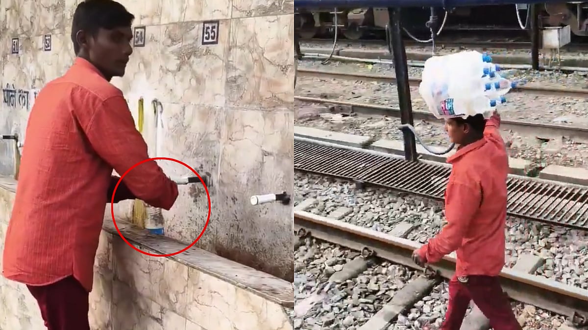 Man Caught Selling 'Fake Mineral Water' Bottles Filled From Filthy Tank At UP Railway Station; Watch 