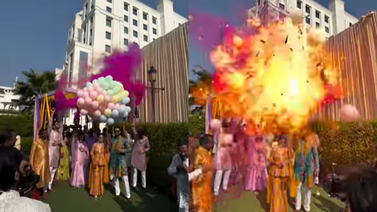 Horrifying Video! Delhi Couple Suffer Burns After Hydrogen Balloons Explode During Grand Entry At Haldi Ceremony 